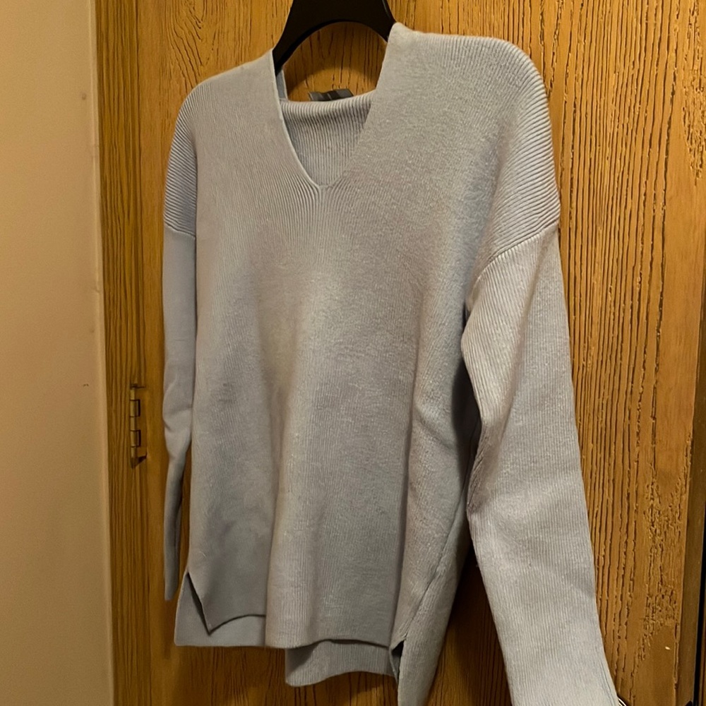 Tahari Light Blue Hooded Sweater